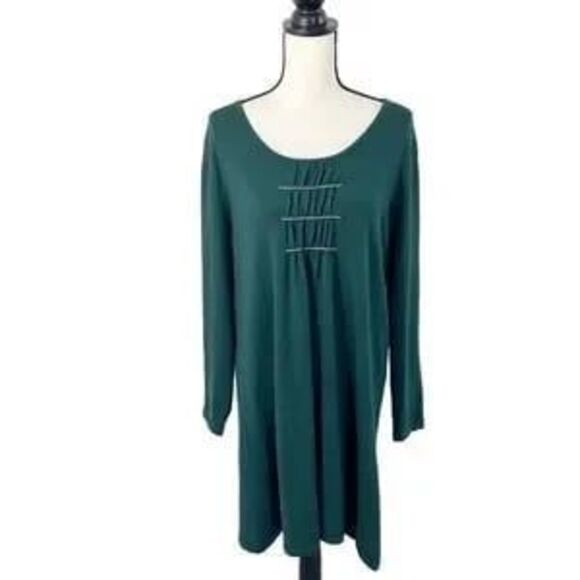 NWT Nurture Merino Wool Blend Morning Rains Spruce Ruched Chest Sweater Dress L - Picture 1 of 6
